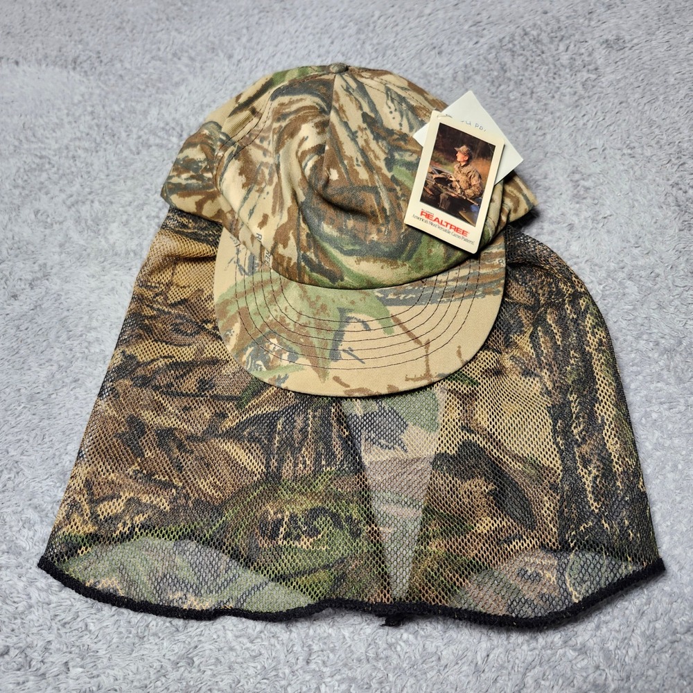 Cap America Mens OSFM Hunting Hat Realtree Camo Mesh Face Mask Snapback Vintage
